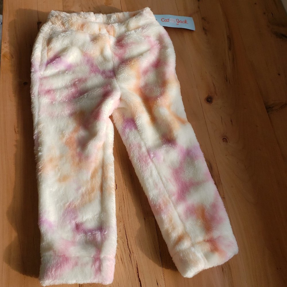 Girls Sherpa Pink/Orange Tie-Dye Pants